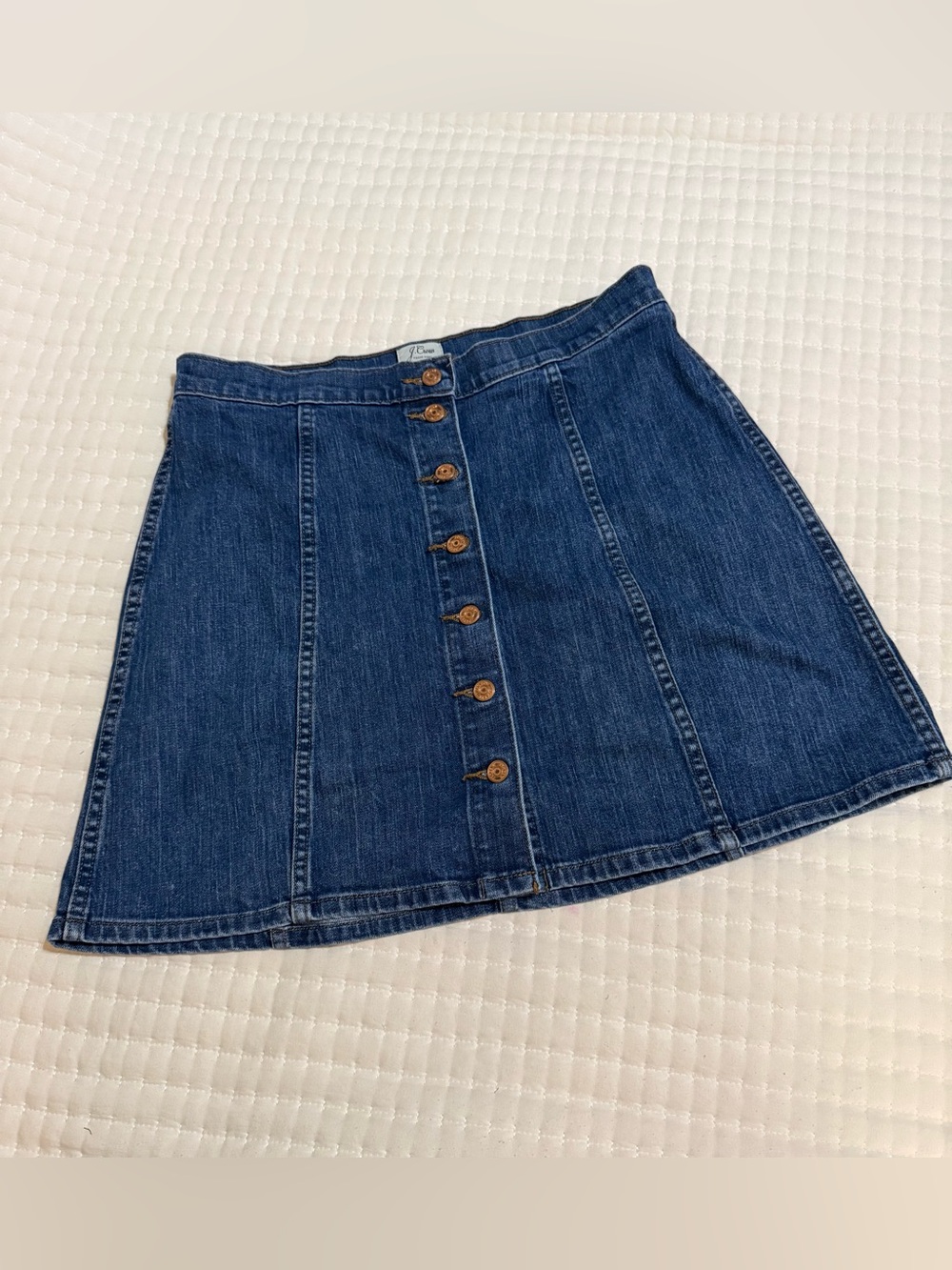 J. Crew Blue Denim A-Line Button-Front Skirt